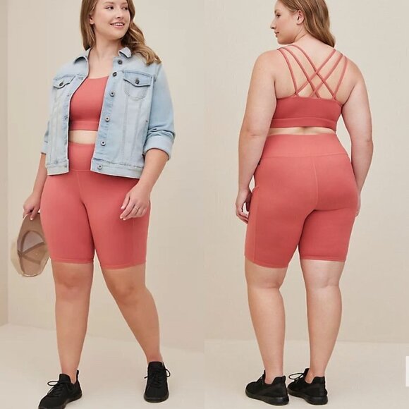 Torrid Womens NWT Pink Super Soft Performance Jersey 9 Inch Bike Shorts Large - Picture 1 of 7